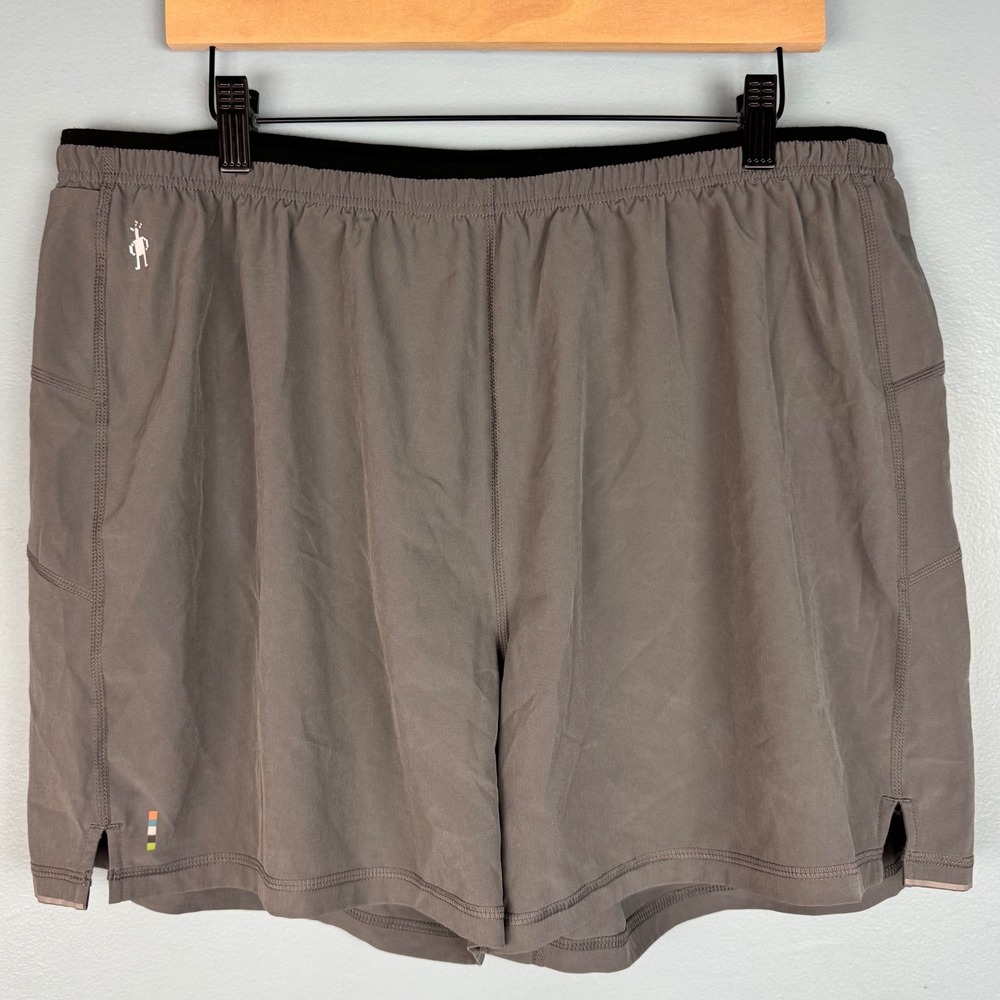 Smartwool Men's XXL Gray Athletic Running 5" Shorts‎ Merino Wool Lined Pocket